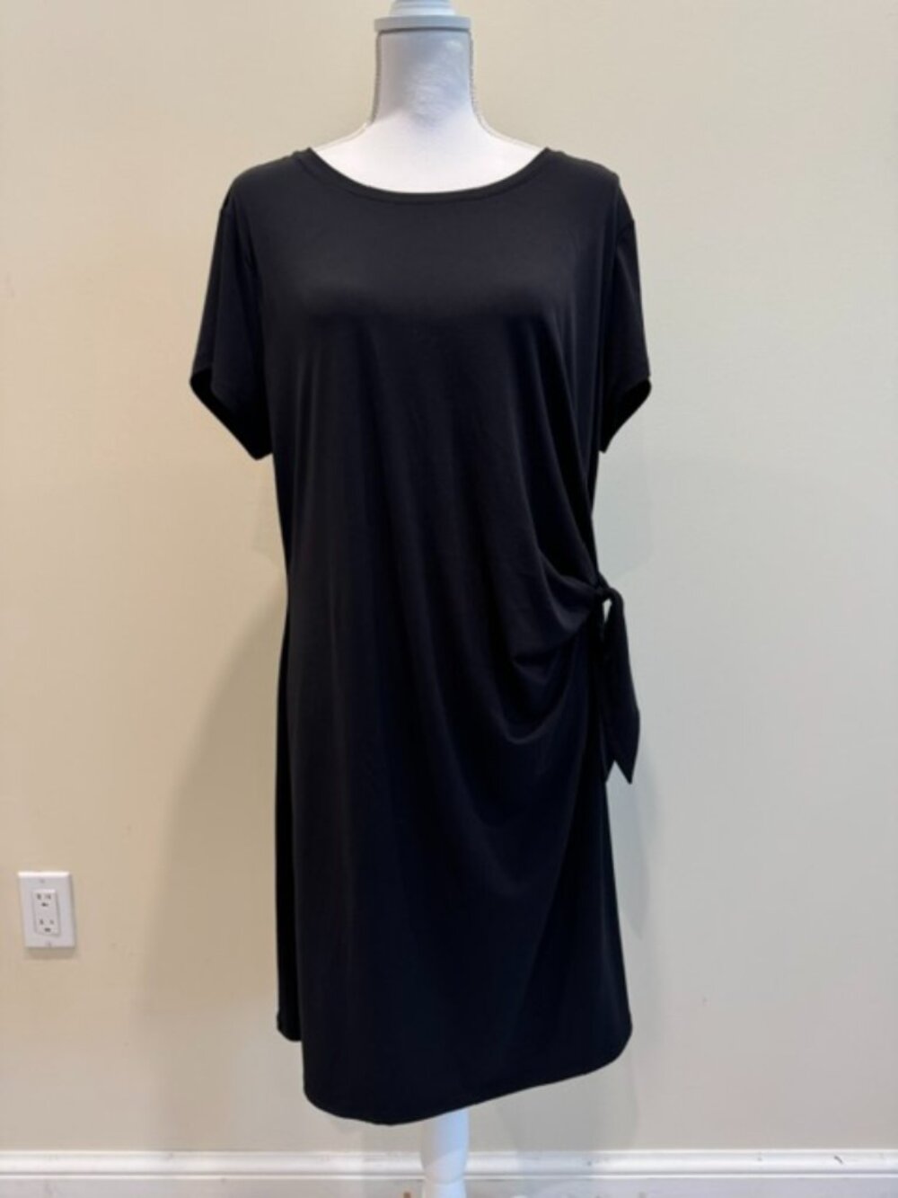 Black Nine West Short Sleeve Side-tie Dress Sz XXL